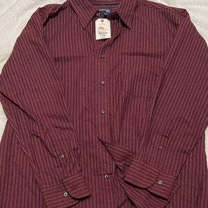 St. John's Bay Burgundy Striped Dress Shirt